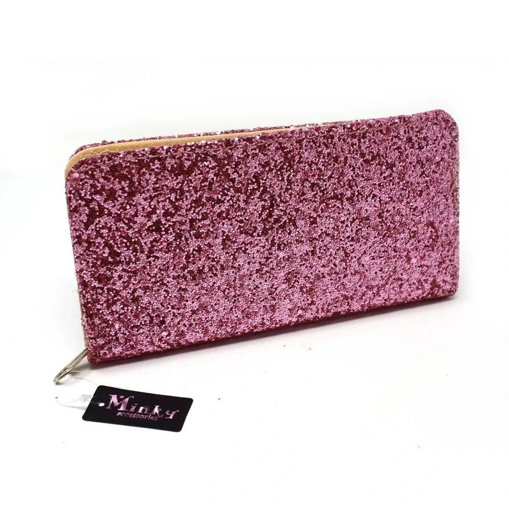Pink Glitter Wallet Clutch -Glam Going Out, Evening, Party, Club, Prom -Hey Viv